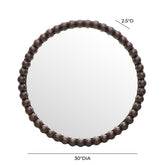 Baria Walnut Finish Round Wall Mirror Model: TOV-C18783